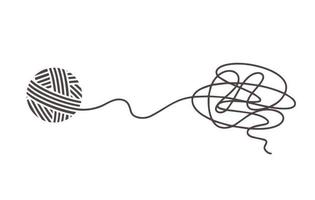 Tangle with tangled thread. Disordered lines. Concept from chaos of thoughts to simplicity and clarity. Illustration of idea of curve, thought process and multitude of solutions vector