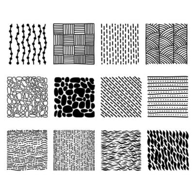 Collection of textures. Backgrounds in a hand-drawn style with lines, spots, dots