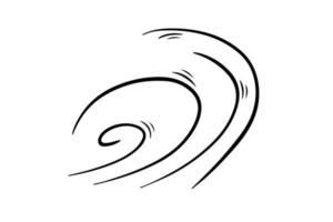 Wind blow in doodle style, vector illustration. Wave cold air during windy weather. Gust symbol outline for print and design .Isolated black line element on a white background