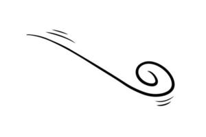 Wind blow in doodle style, vector illustration. Wave cold air during windy weather. Gust symbol outline for print and design .Isolated black line element on a white background