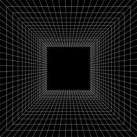 Grid room in perspective, vector illustration in 3d style. Indoor wireframe from white lines, template interior square, digital empty box. Abstract geometric design background