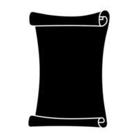 Scroll silhouette in simple style, vector illustration. Isolated cartoon symbol for decoration journal, diary and planner. Black element on white background. Template paper scroll for text