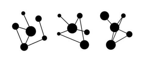 Black White Network Graph Data or Molecule Silhouette Connection for Business or Chemistry Vector Illustration Abstract