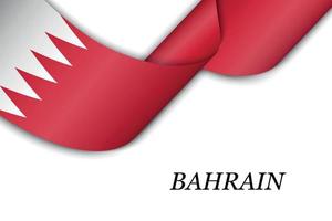 Waving ribbon or banner with flag of Bahrain vector