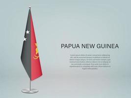 Papua New Guinea hanging flag on stand. Template forconference b vector