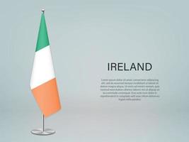 Ireland hanging flag on stand. Template forconference banner vector