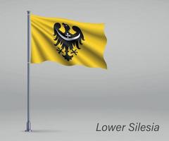 ondeando la bandera del voivodato de baja silesia - provincia de polonia en vector