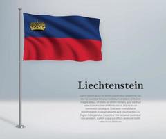 Waving flag of Liechtenstein on flagpole. Template for independe vector