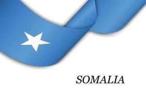 Waving ribbon or banner with flag of Somalia. vector