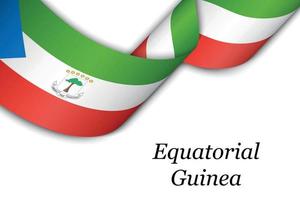 Waving ribbon or banner with flag of Equatorial Guinea. vector