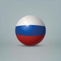 3d realistic glossy plastic ball or sphere with flag of Russia vector