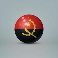 Bola o esfera de plástico brillante realista en 3d con bandera de angola vector