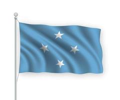 3d waving flag Federated States Micronesia Isolated on white bac vector