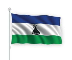 3d waving flag Lesotho Isolated on white background. vector