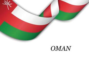 Waving ribbon or banner with flag of Oman vector