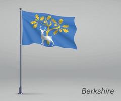 Waving flag of Berkshire - county of England on flagpole. Templa vector