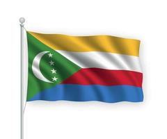 3d waving flag Comoros Isolated on white background. vector