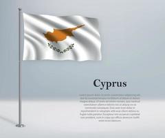 Waving flag of Cyprus on flagpole. Template for independence day vector