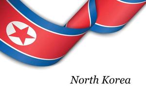 cinta ondeante o pancarta con bandera de corea del norte vector
