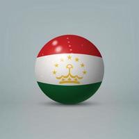 3d realistic glossy plastic ball or sphere with flag of Tajikist vector