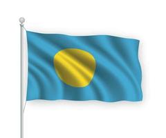 3d waving flag Palau Isolated on white background. vector