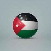 3d realistic glossy plastic ball or sphere with flag of Jordan vector