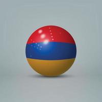 Bola o esfera de plástico brillante realista en 3d con bandera de armenia vector