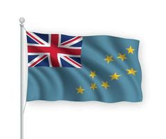 3d waving flag Tuvalu Isolated on white background. vector