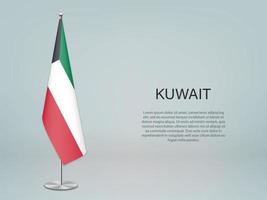 Kuwait hanging flag on stand. Template forconference banner vector