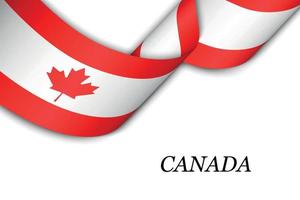 Waving ribbon or banner with flag of Canada vector