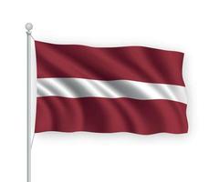 3d bandera ondeante letonia aislado sobre fondo blanco. vector