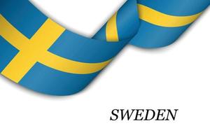 Waving ribbon or banner with flag of Sweden vector