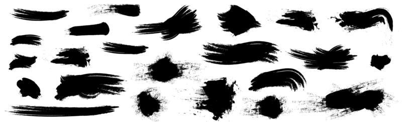 Different strokes of black paint on a white background - Vector
