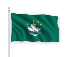 3d waving flag Macao Isolated on white background. vector