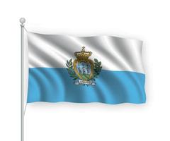 3d waving flag San Marino Isolated on white background. vector