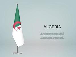 Algeria hanging flag on stand. Template forconference banner vector