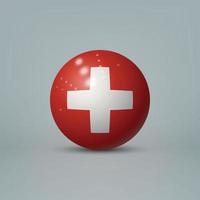 3d realistic glossy plastic ball or sphere with flag of Switzerl vector