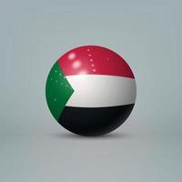 3d realistic glossy plastic ball or sphere with flag of Sudan vector