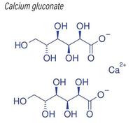fórmula esquelética vectorial de gluconato de calcio. topo químico de drogas vector