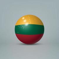 Bola o esfera de plástico brillante realista en 3d con bandera de lituania vector