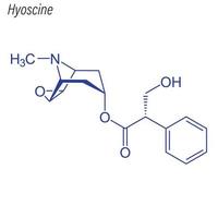 fórmula esquelética vectorial de hioscina. molécula química del fármaco. vector