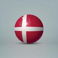 3d realistic glossy plastic ball or sphere with flag of Denmark vector