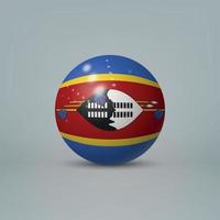 3d realistic glossy plastic ball or sphere with flag of Eswatini vector