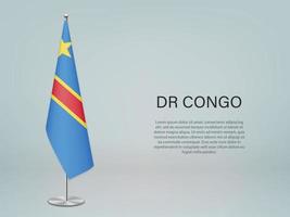 DR Congo hanging flag on stand. Template forconference banner vector