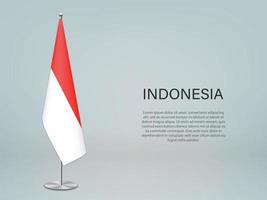 Indonesia hanging flag on stand. Template forconference banner vector