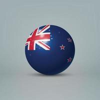 3d realistic glossy plastic ball or sphere with flag of New Zeal vector