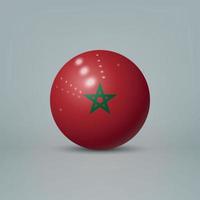 Bola o esfera de plástico brillante realista en 3d con bandera de marruecos vector