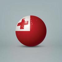 3d realistic glossy plastic ball or sphere with flag of Tonga vector