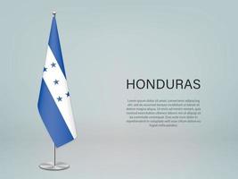 Honduras colgando la bandera en el stand. plantilla para banner de conferencia vector