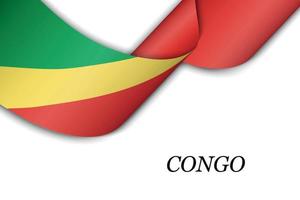 Waving ribbon or banner with flag of Congo. vector